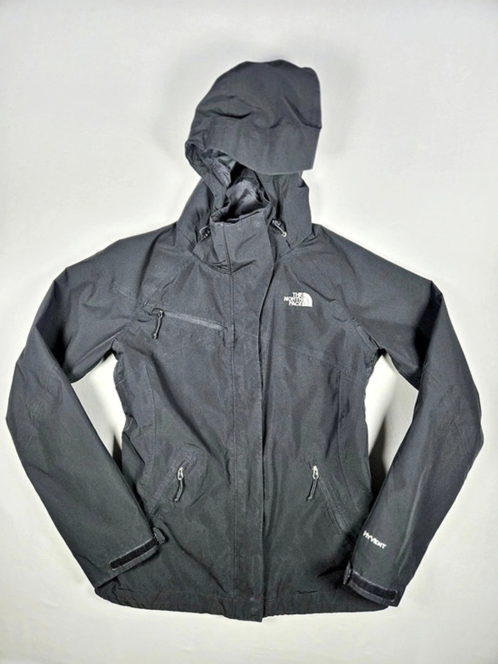 The North Face HyVent Black Hooded Shell Ski Snow Jacket Waterproof Women's XS
